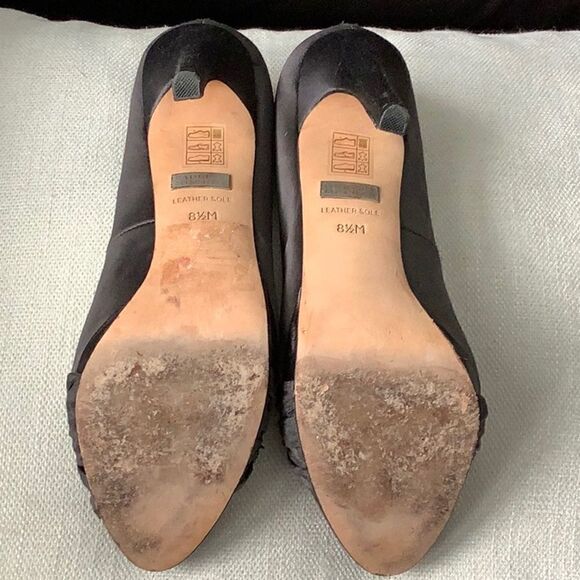 ‎BADGLEY MISCHKA “ODELL” BLACK SATIN PLATFORM HEELS SIZE 8.5 - Picture 12 of 12